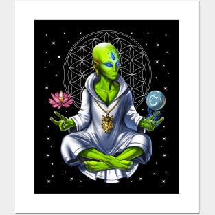 Psychedelic Alien Meditation Posters and Art